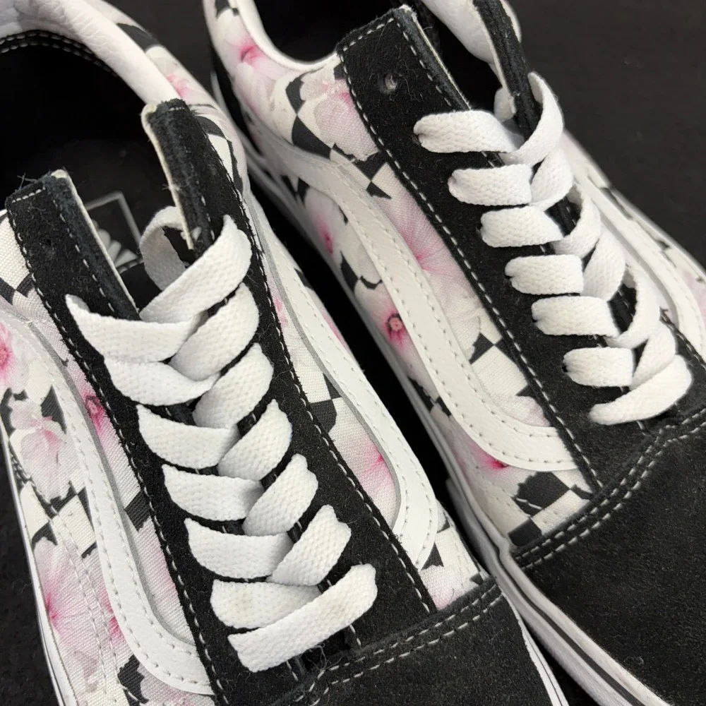 Vans Old Skool Pink Floral Checkerboard Low Top Skate Shoes Mens 8 Womens 9.5 - Picture 9 of 9